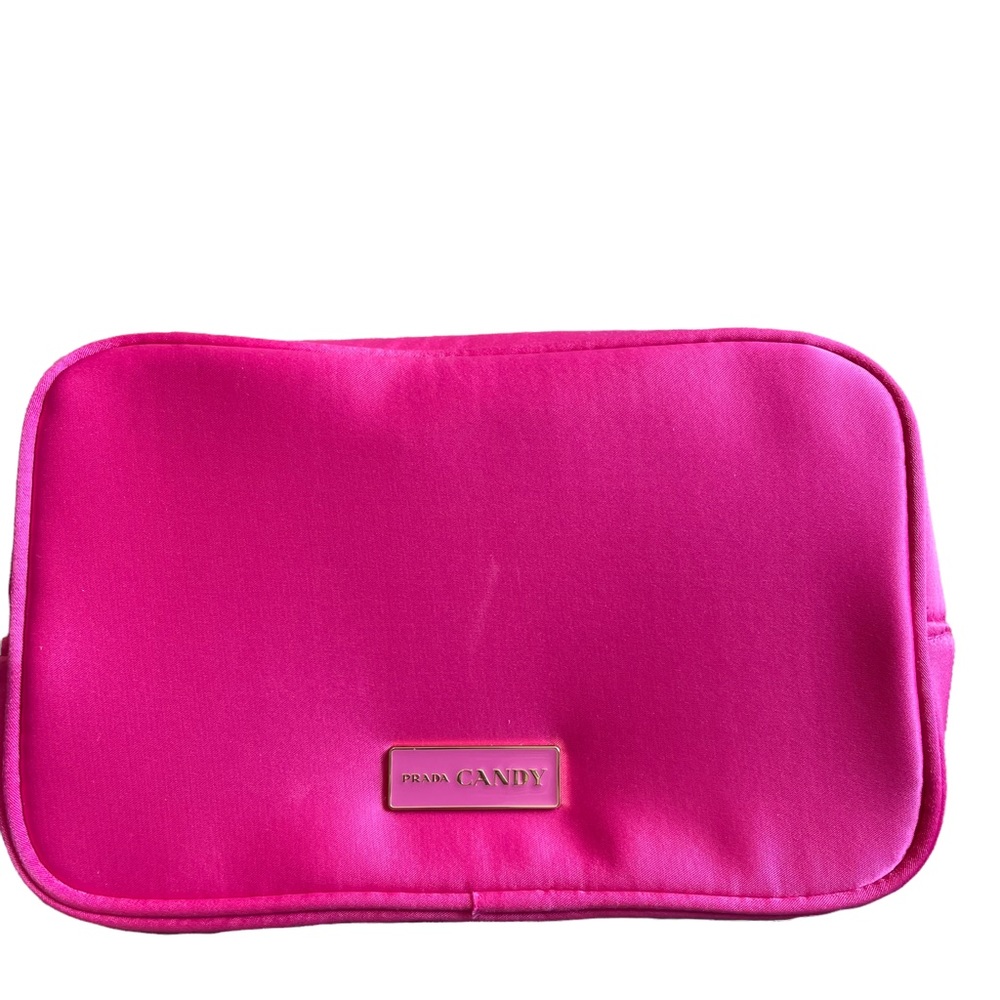 Prada Candy Pink Satin Like Makeup Toiletries Bag